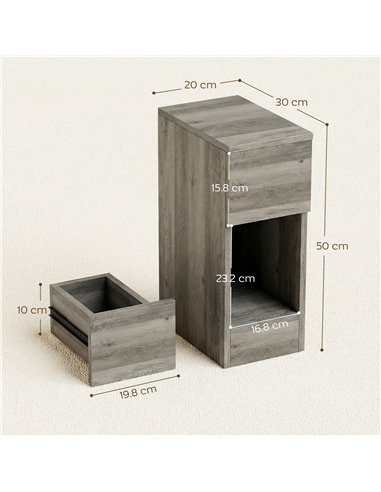 HOMCOM Set of Two Modern Storage Bedside Tables - Grey