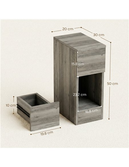 HOMCOM Set of Two Modern Storage Bedside Tables - Grey - pic 193749 | FastDaddyshop