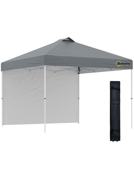 Outsunny 3x3M Pop Up Gazebo with 1 Sidewall, Roller Bag, Adjustable Height, Grey - pic 19375 | FastDaddyshop