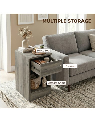 HOMCOM Set of Two Modern Storage Bedside Tables - Grey