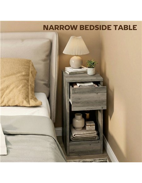 HOMCOM Set of Two Modern Storage Bedside Tables - Grey - pic 193751 | FastDaddyshop