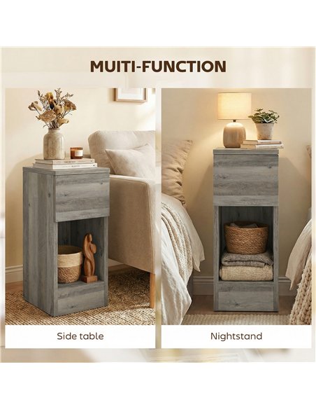 HOMCOM Set of Two Modern Storage Bedside Tables - Grey - pic 193752 | FastDaddyshop
