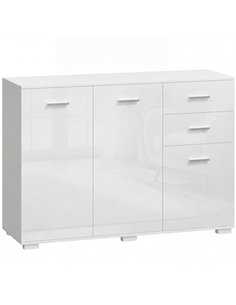 HOMCOM Sideboard, Modern Storage Cabinet with 2 Drawers, 3 Doors and Adjustable Shelves, High Gloss White