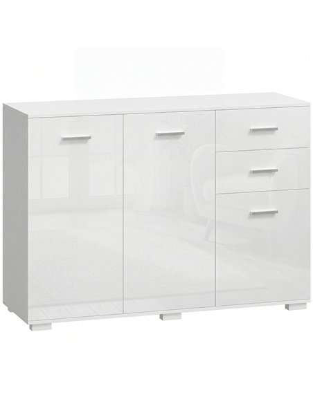 HOMCOM Sideboard, Modern Storage Cabinet with 2 Drawers, 3 Doors and Adjustable Shelves, High Gloss White - pic 193756 | FastDaddyshop
