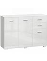 HOMCOM Sideboard, Modern Storage Cabinet with 2 Drawers, 3 Doors and Adjustable Shelves, High Gloss White