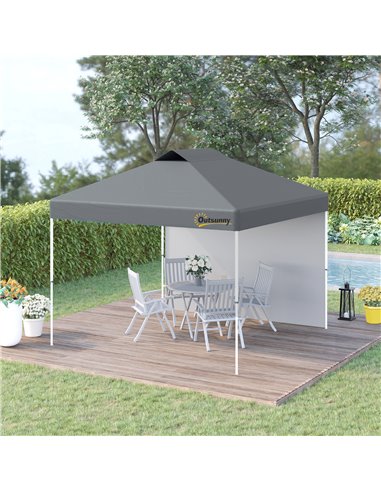 Outsunny 3x3M Pop Up Gazebo with 1 Sidewall, Roller Bag, Adjustable Height, Grey
