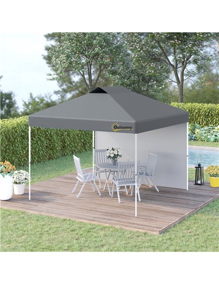 Outsunny 3x3M Pop Up Gazebo with 1 Sidewall, Roller Bag, Adjustable Height, Grey - pic 19376 | FastDaddyshop