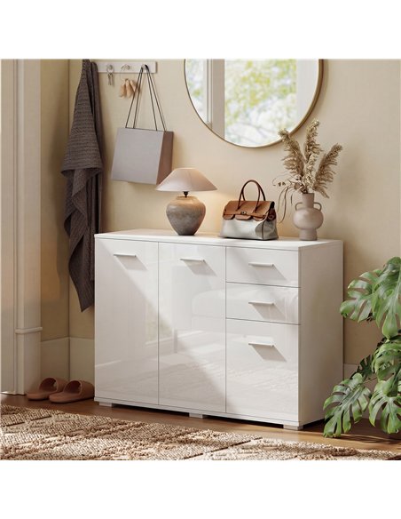 HOMCOM Sideboard, Modern Storage Cabinet with 2 Drawers, 3 Doors and Adjustable Shelves, High Gloss White - pic 193764 | FastDaddyshop