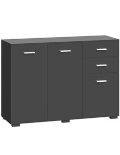 HOMCOM Sideboard, Modern Storage Cabinet with 2 Drawers, 3 Doors and Adjustable Shelves, Black