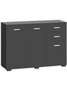 HOMCOM Sideboard, Modern Storage Cabinet with 2 Drawers, 3 Doors and Adjustable Shelves, Black