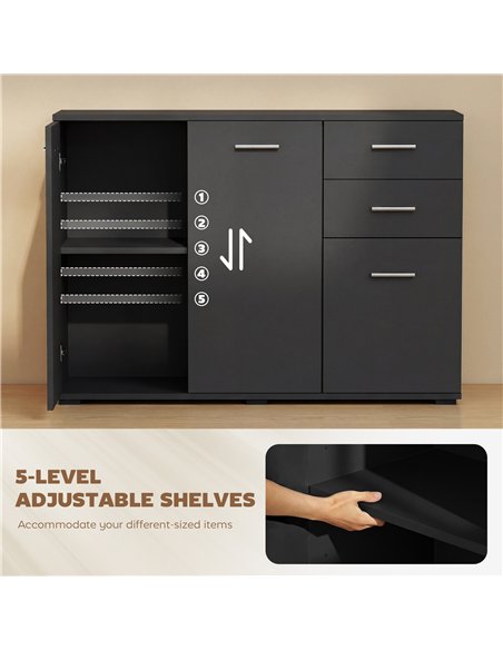 HOMCOM Sideboard, Modern Storage Cabinet with 2 Drawers, 3 Doors and Adjustable Shelves, Black - pic 193769 | FastDaddyshop