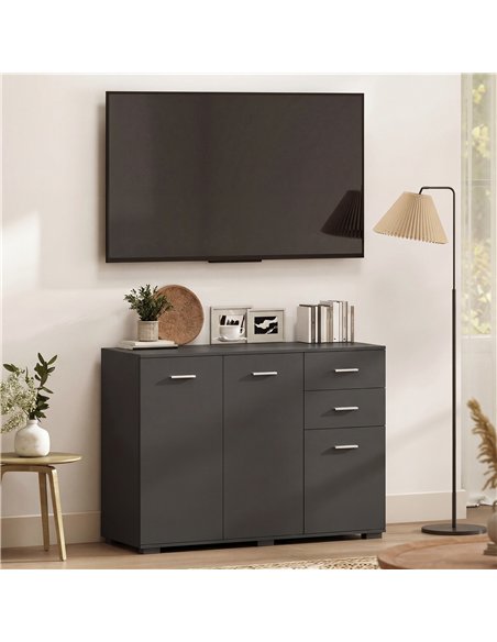 HOMCOM Sideboard, Modern Storage Cabinet with 2 Drawers, 3 Doors and Adjustable Shelves, Black - pic 193771 | FastDaddyshop