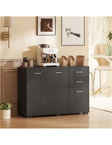 HOMCOM Sideboard, Modern Storage Cabinet with 2 Drawers, 3 Doors and Adjustable Shelves, Black