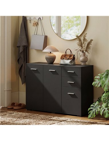 HOMCOM Sideboard, Modern Storage Cabinet with 2 Drawers, 3 Doors and Adjustable Shelves, Black