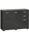 HOMCOM Sideboard, Modern Storage Cabinet with 2 Drawers, 3 Doors and Adjustable Shelves, High Gloss Black