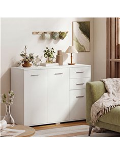 HOMCOM Sideboard, Modern Storage Cabinet with 2 Drawers, 3 Doors and Adjustable Shelves, White 2
