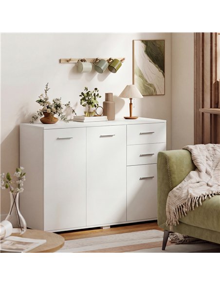 HOMCOM Sideboard, Modern Storage Cabinet with 2 Drawers, 3 Doors and Adjustable Shelves, White - pic 193784 | FastDaddyshop
