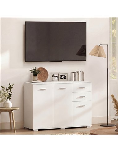HOMCOM Sideboard, Modern Storage Cabinet with 2 Drawers, 3 Doors and Adjustable Shelves, White