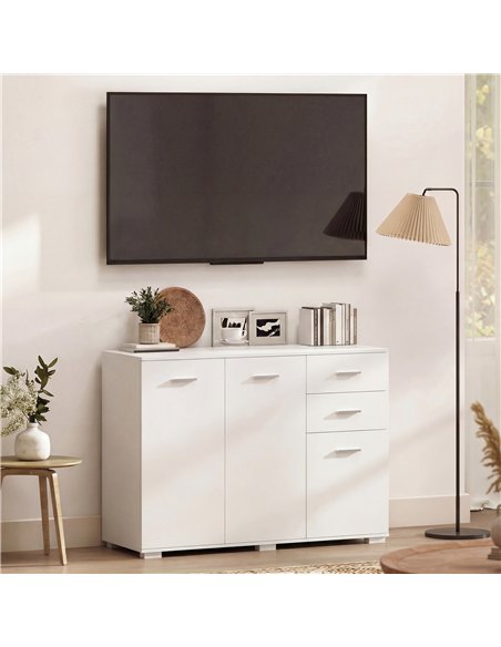 HOMCOM Sideboard, Modern Storage Cabinet with 2 Drawers, 3 Doors and Adjustable Shelves, White - pic 193789 | FastDaddyshop