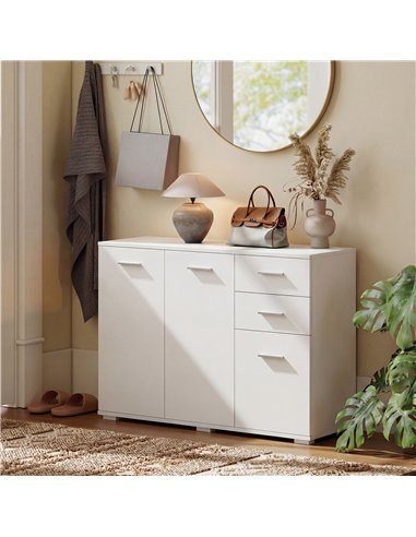HOMCOM Sideboard, Modern Storage Cabinet with 2 Drawers, 3 Doors and Adjustable Shelves, White