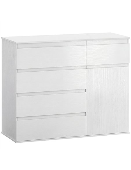 HOMCOM Modern Chest Of Drawers, 5 Drawer Dresser with Adjustable Shelf, Soft-Close Door, White - pic 193792 | FastDaddyshop