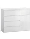 HOMCOM Modern Chest Of Drawers, 5 Drawer Dresser with Adjustable Shelf, Soft-Close Door, White