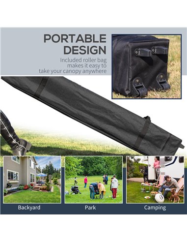 Outsunny 3x(3)M Pop Up Gazebo Tent with 1 Sidewall, Roller Bag, Adjustable Height, Event Shelter Tent for Garden, Patio, Grey
