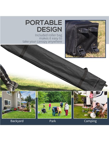 Outsunny 3x(3)M Pop Up Gazebo Tent with 1 Sidewall, Roller Bag, Adjustable Height, Event Shelter Tent for Garden, Patio, Grey - pic 19380 | FastDaddyshop