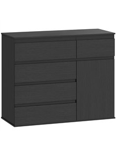 HOMCOM Modern Chest Of Drawers, 5 Drawer Dresser with Adjustable Shelf, Soft-Close Door, Black