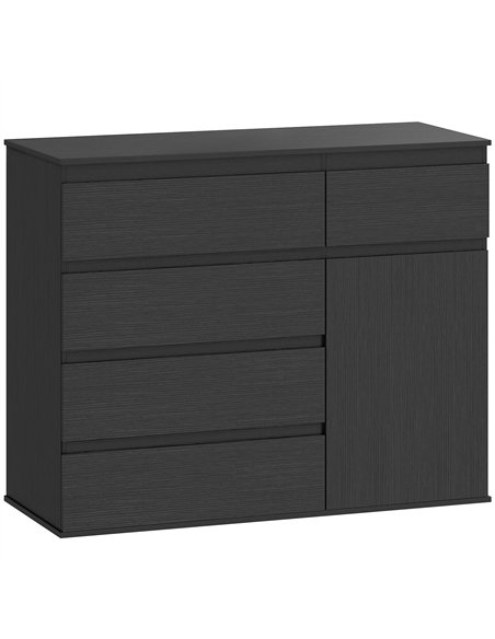 HOMCOM Modern Chest Of Drawers, 5 Drawer Dresser with Adjustable Shelf, Soft-Close Door, Black - pic 193801 | FastDaddyshop