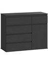 HOMCOM Modern Chest Of Drawers, 5 Drawer Dresser with Adjustable Shelf, Soft-Close Door, Black