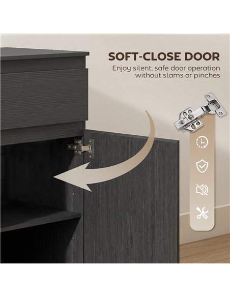 HOMCOM Modern Chest Of Drawers, 5 Drawer Dresser with Adjustable Shelf, Soft-Close Door, Black - pic 193806 | FastDaddyshop