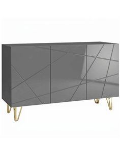 HOMCOM Modern Luxe High Gloss Sideboard, with Hairpin Legs, Grey