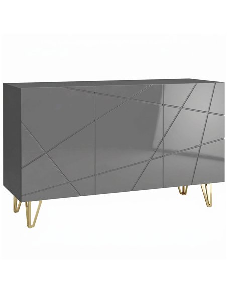 HOMCOM Modern Luxe High Gloss Sideboard, with Hairpin Legs, Grey - pic 193810 | FastDaddyshop