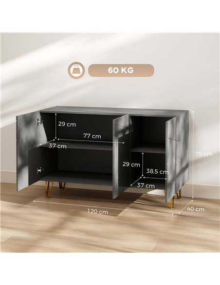 HOMCOM Modern Luxe High Gloss Sideboard, with Hairpin Legs, Grey - pic 193812 | FastDaddyshop