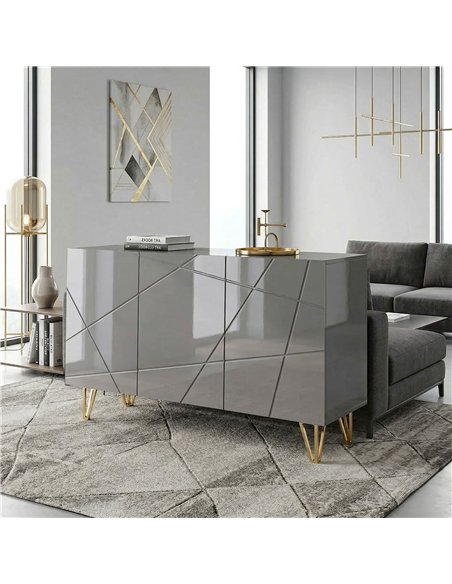 HOMCOM Modern Luxe High Gloss Sideboard, with Hairpin Legs, Grey - pic 193817 | FastDaddyshop