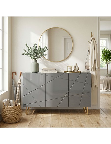 HOMCOM Modern Luxe High Gloss Sideboard, with Hairpin Legs, Grey - pic 193818 | FastDaddyshop