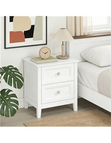 HOMCOM Nightstand with 2 Drawers Modern Bedside Table for Bedroom Living Room White