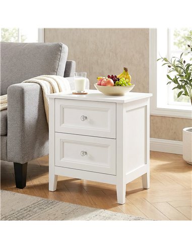 HOMCOM Nightstand with 2 Drawers Modern Bedside Table for Bedroom Living Room White