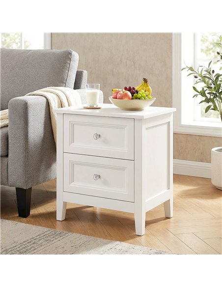 HOMCOM Nightstand with 2 Drawers Modern Bedside Table for Bedroom Living Room White - pic 193826 | FastDaddyshop