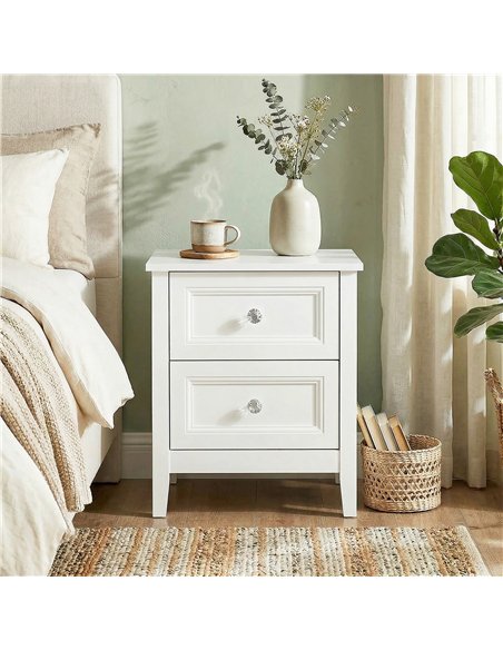 HOMCOM Nightstand with 2 Drawers Modern Bedside Table for Bedroom Living Room White - pic 193827 | FastDaddyshop