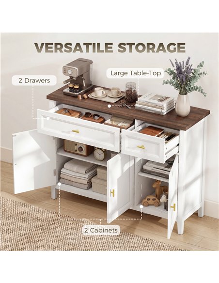 HOMCOM Modern Sideboard with 3 Doors, 2 Drawers and Adjustable Shelves, White - pic 193831 | FastDaddyshop