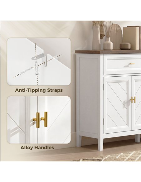 HOMCOM Modern Sideboard with 3 Doors, 2 Drawers and Adjustable Shelves, White - pic 193834 | FastDaddyshop