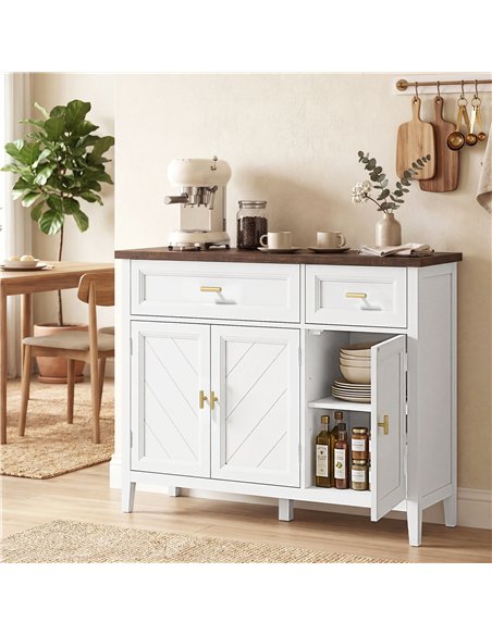 HOMCOM Modern Sideboard with 3 Doors, 2 Drawers and Adjustable Shelves, White - pic 193835 | FastDaddyshop
