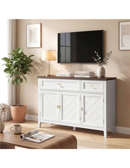 HOMCOM Modern Sideboard with 3 Doors, 2 Drawers and Adjustable Shelves, White - pic 193836 | FastDaddyshop