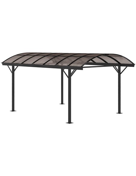 Outsunny 5x3m Hardtop Aluminium Gazebo with Polycarbonate Roof, Brown - pic 19384 | FastDaddyshop