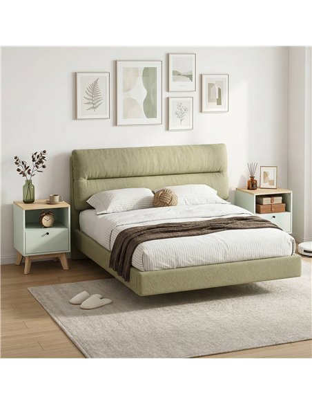 HOMCOM Modern Nightstand Set of 2, Bedside Table with Drawer and Open Shelf, Side End Table for Bedroom, Light Green - pic 193845 | FastDaddyshop