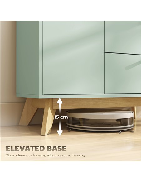 HOMCOM Sideboard Storage Cabinet, 80 cm Buffet Cabinet with 2 Drawers, Open Compartment, Adjustable Shelf, Light Green and Oak - pic 193852 | FastDaddyshop