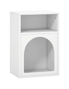 HOMCOM Bedside Table with 2 Open Compartments - White