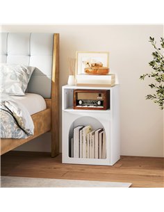 HOMCOM Bedside Table with 2 Open Compartments - White 2